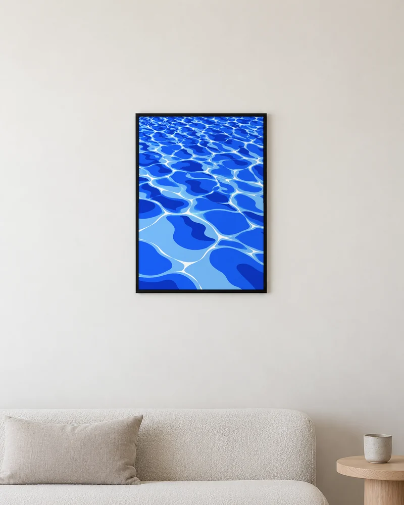 真昼の浅い水をソファの上に飾った様子