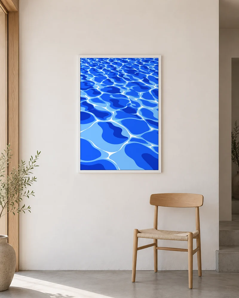 真昼の浅い水を玄関に飾った様子