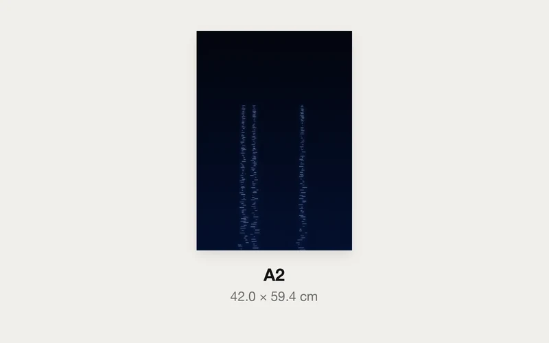 夜の光の筋のA3とA2の大きさの比較