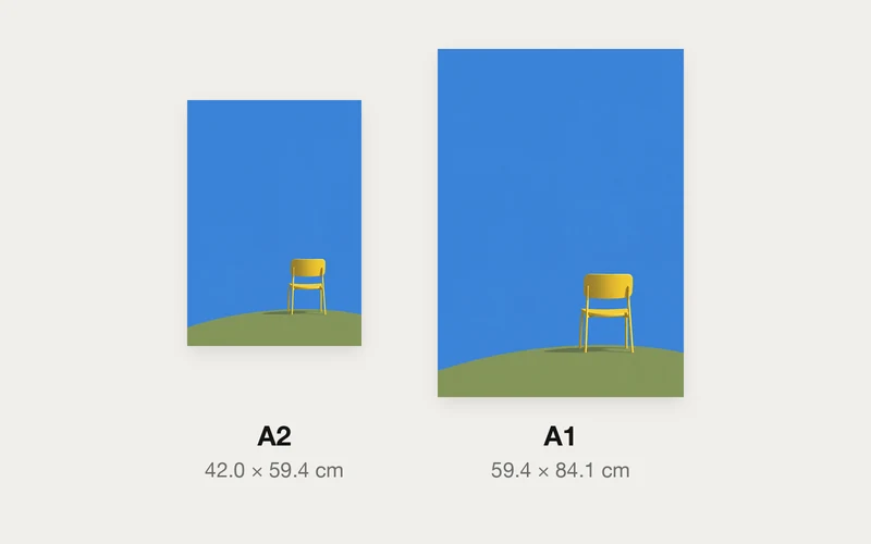 空を見るための椅子のA2とA1の大きさ