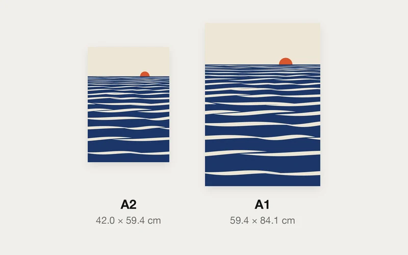 日が沈む海のA2とA1の大きさ