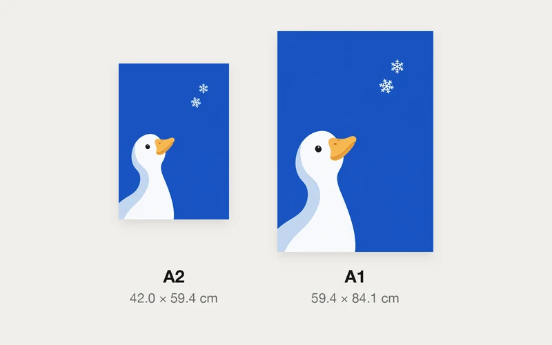はじめての雪のA2とA1の大きさ